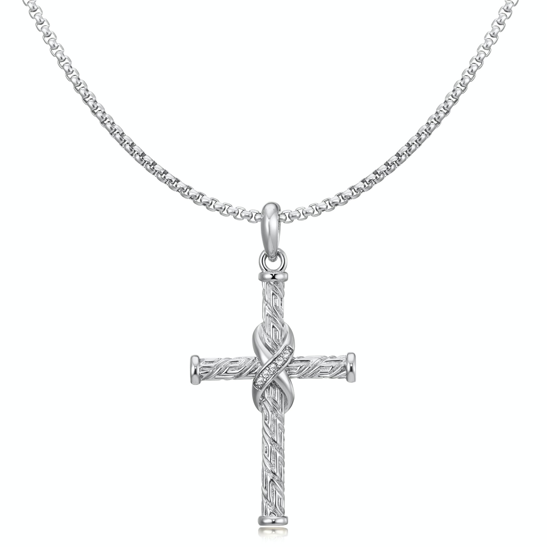 Non Tarnish Cross Necklace for Women, Waterproof PVD Gold/Silver Plated 316 Stainless Steel, Adjustable 16.5"-18" Chain, Religious CZ Christian Faith Pendant, Everyday Jewelry Gift